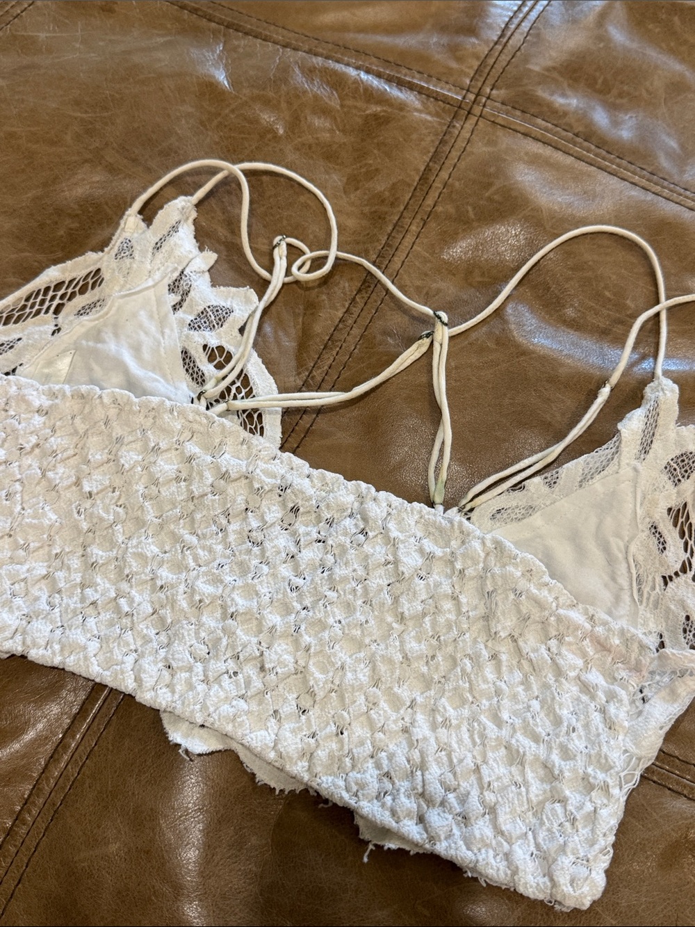 Free People Adella White Floral Lace Bralette with Double Straps Medium - Picture 5 of 9